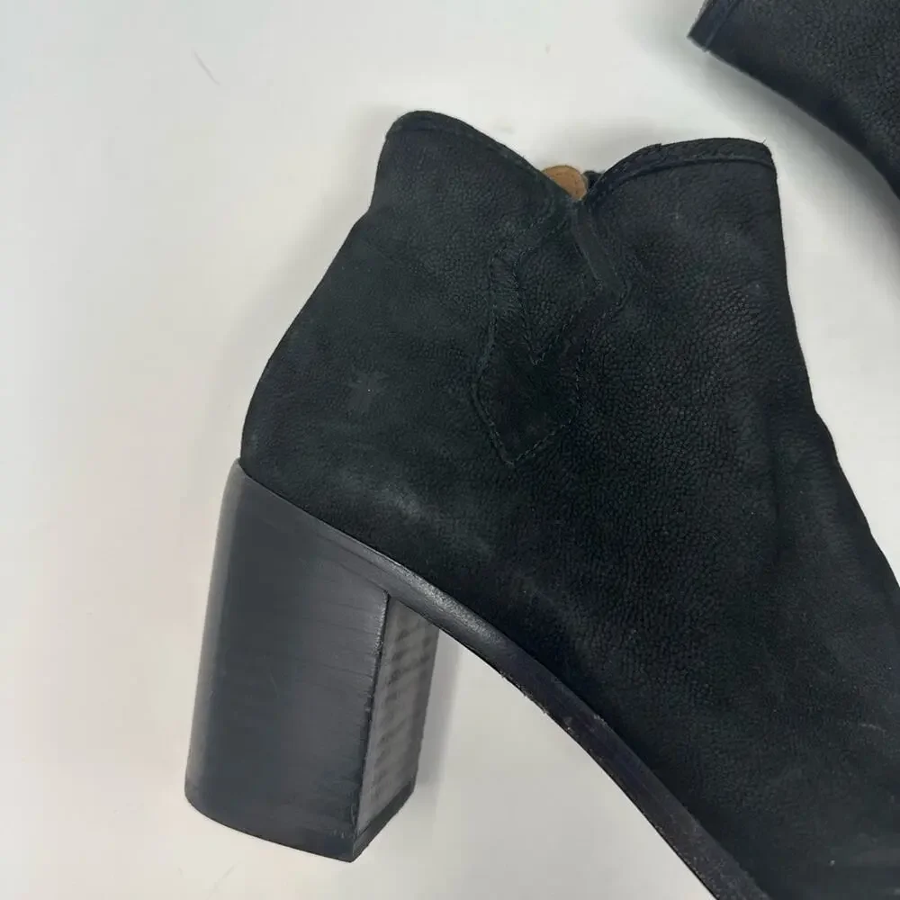 Frye Danica Chelsea Peep Toe Boot - Black Leather Heeled Size 9 Womens Shoes